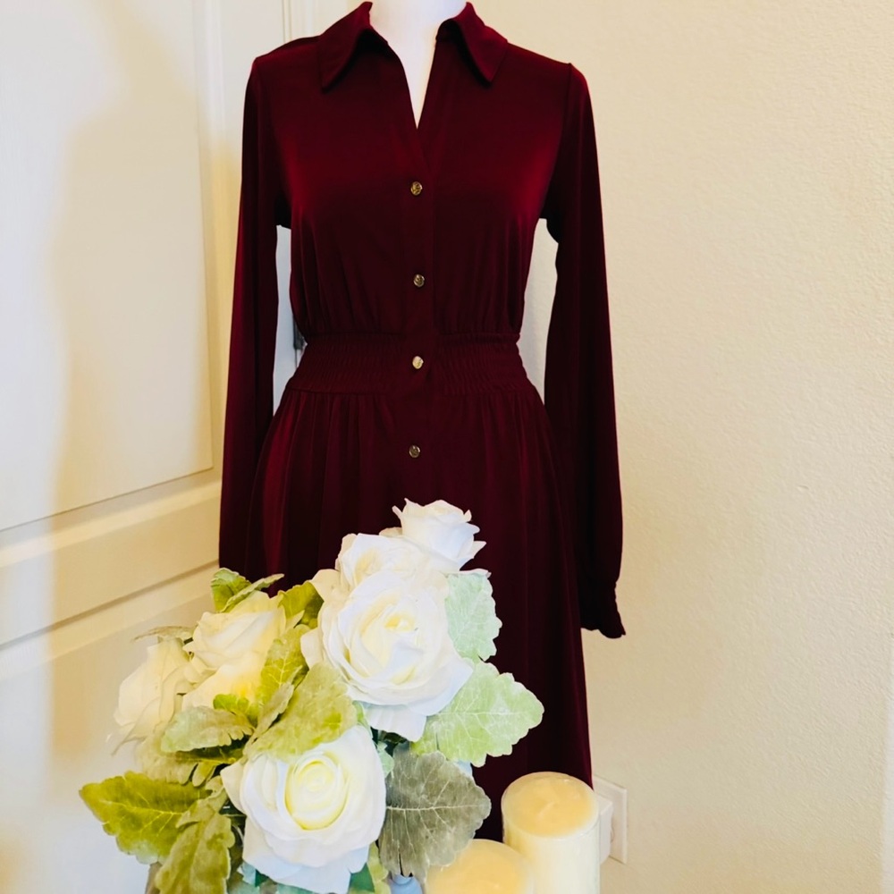 NEW Michael Kors Burgundy Long Sleeve Dress